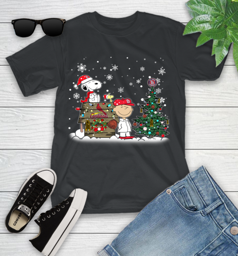 MLB St.Louis Cardinals Snoopy Charlie Brown Christmas Baseball Commissioner's Trophy Youth T-Shirt