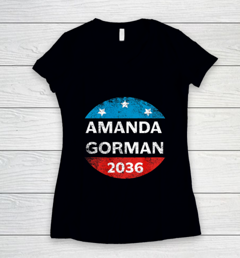 Amanda Gorman Shirt 2036 Inauguration 2021 Poet Poem Funny Retro Women's V-Neck T-Shirt