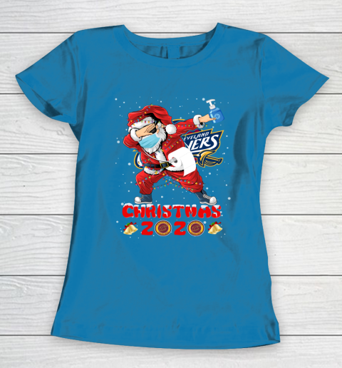 Cleveland Cavaliers Funny Santa Claus Dabbing Christmas 2020 NBA Women's T-Shirt 6