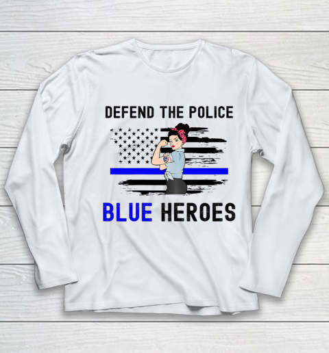 Defend The Blue Shirt  Womens Defend The Police Back The Blue Law Enforcement Youth Long Sleeve
