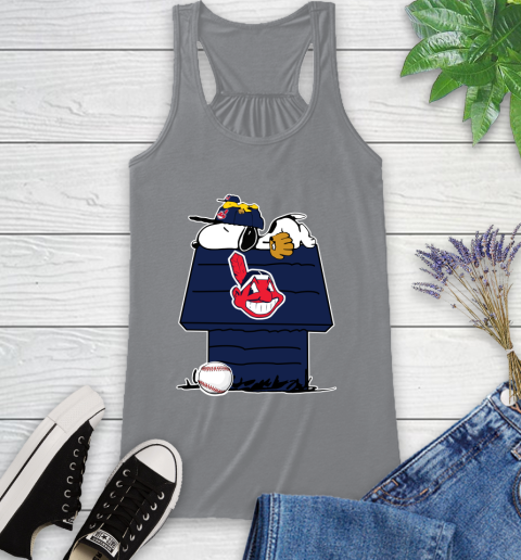 MLB Cleveland Indians Snoopy Woodstock The Peanuts Movie Baseball T Shirt Racerback Tank 5
