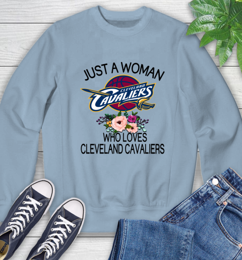 NBA Just A Woman Who Loves Cleveland Cavaliers Basketball Sports Sweatshirt 5