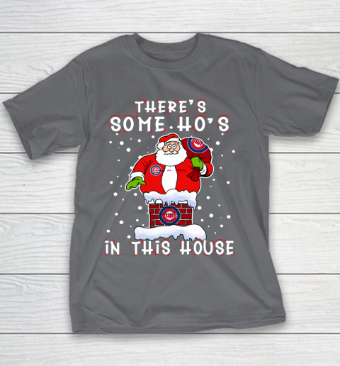 Chicago Cubs Christmas There Is Some Hos In This House Santa Stuck In The Chimney MLB Youth T-Shirt 5