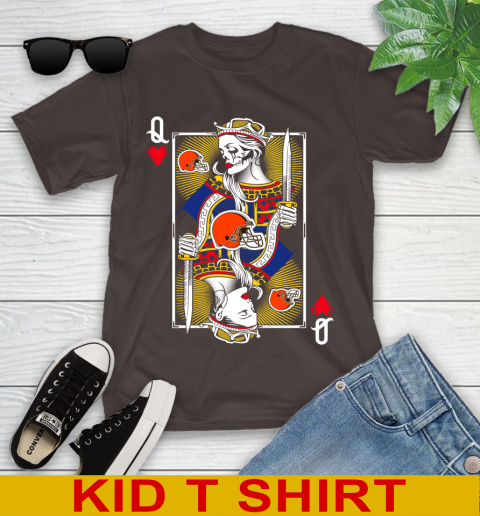 NFL Football Cleveland Browns The Queen Of Hearts Card Shirt Youth T-Shirt 7 NFL Football Cleveland Browns The Queen Of Hearts Card Shirt Youth T-Shirt - Image 7