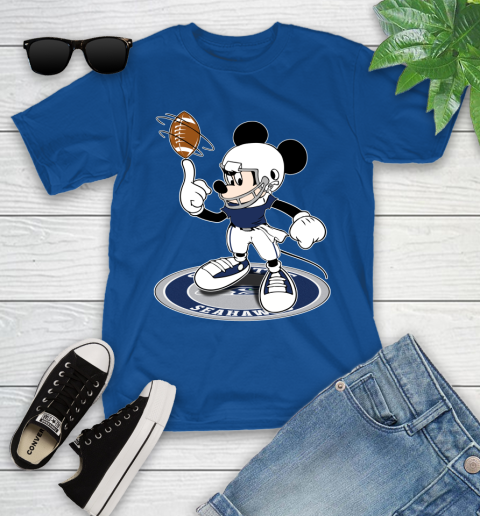 NFL Football Seattle Seahawks Cheerful Mickey Disney Shirt Youth T-Shirt 9