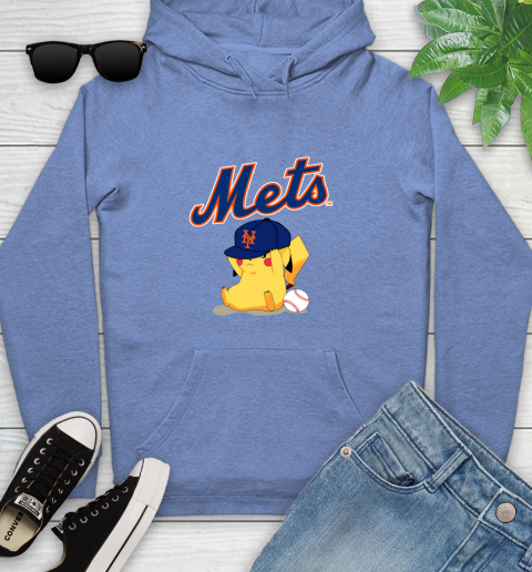 MLB Pikachu Baseball Sports New York Mets Youth Hoodie 12