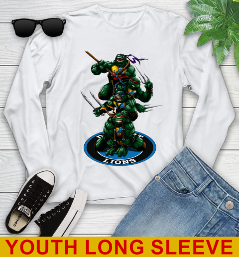 NFL Football Detroit Lions Teenage Mutant Ninja Turtles Shirt Youth Long Sleeve