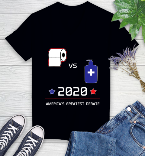 Nurse Shirt Toilet Paper VS Hand Sanitizer 2020 Election Debate Virus T Shirt Women's V-Neck T-Shirt
