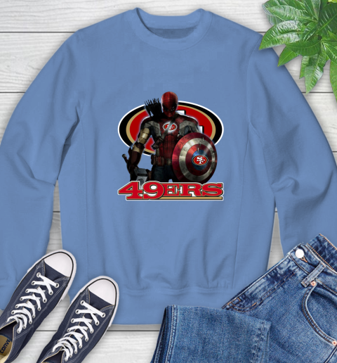 NFL Captain America Thor Spider Man Hawkeye Avengers Endgame Football San Francisco 49ers Sweatshirt 11
