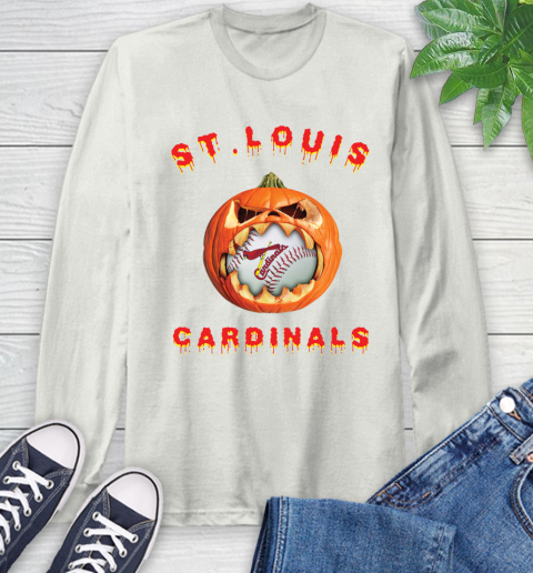 MLB St.Louis Cardinals Halloween Pumpkin Baseball Sports Long Sleeve T-Shirt 12