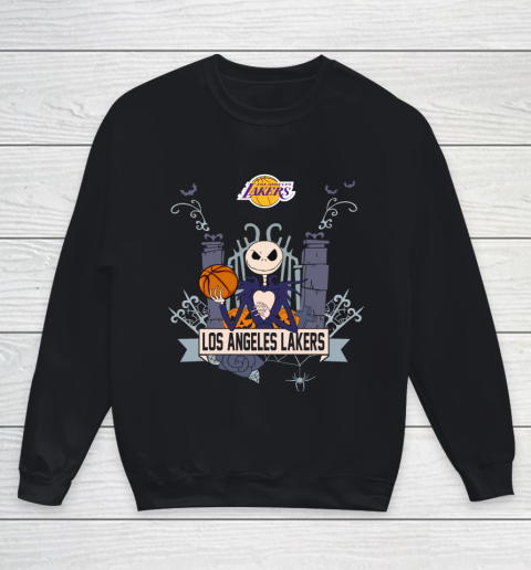 NBA Los Angeles Lakers Basketball Jack Skellington Halloween Youth Sweatshirt