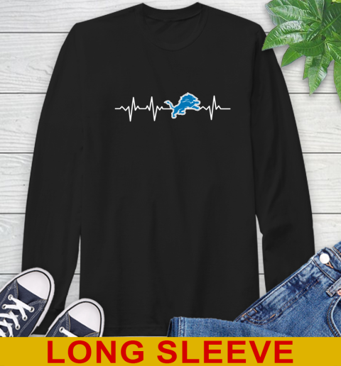 Detroit Lions NFL Football Heart Beat Shirt Long Sleeve T-Shirt