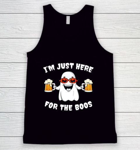 Halloween Im Just Here For The Boos Funny Ghost Holding Beer Tank Top