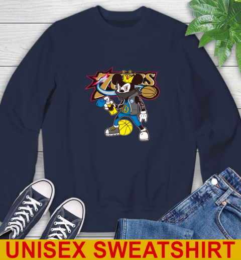 Philadelphia 76ers NBA Basketball Mickey Peace Sign Sports Sweatshirt 3