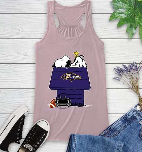 Baltimore Ravens NFL Football Snoopy Woodstock The Peanuts Movie Racerback Tank 11
