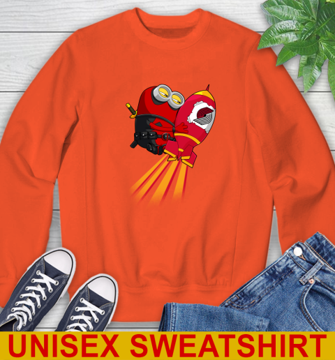 NBA Basketball Portland Trail Blazers Deadpool Minion Marvel Shirt Sweatshirt 3