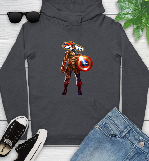 NFL Captain America Marvel Avengers Endgame Football Sports Denver Broncos Youth Hoodie 8