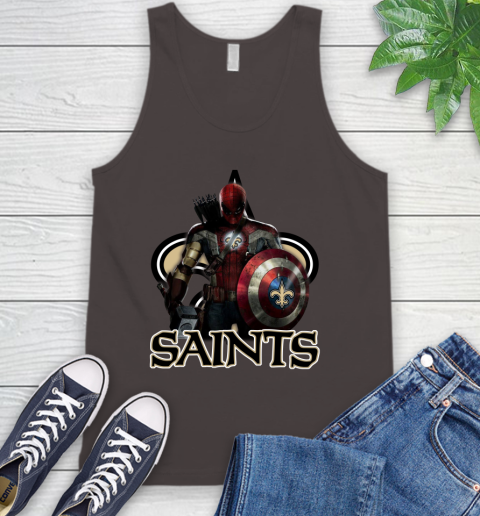 NFL Captain America Thor Spider Man Hawkeye Avengers Endgame Football New Orleans Saints Tank Top 7