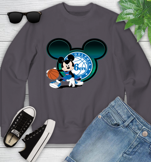 NBA Philadelphia 76ers Mickey Mouse Disney Basketball Youth Sweatshirt 6
