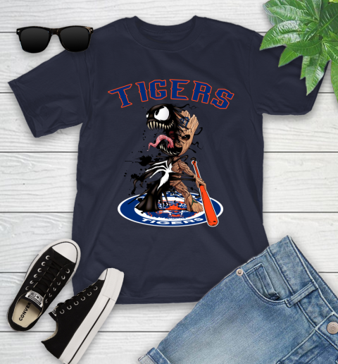 MLB Detroit Tigers Baseball Venom Groot Guardians Of The Galaxy Youth T-Shirt 3