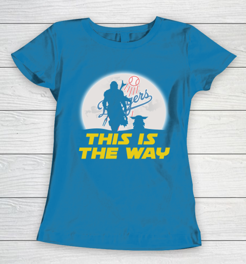 Los Angeles Dodgers MLB Baseball Star Wars Yoda And Mandalorian This Is The Way Women's T-Shirt 6
