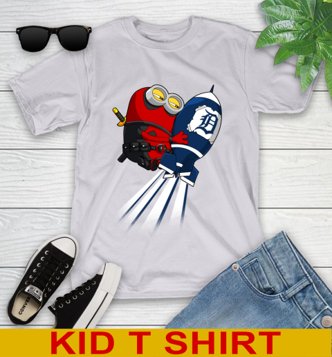 MLB Baseball Detroit Tigers Deadpool Minion Marvel Shirt Youth T-Shirt 5 MLB Baseball Detroit Tigers Deadpool Minion Marvel Shirt Youth T-Shirt - Image 5