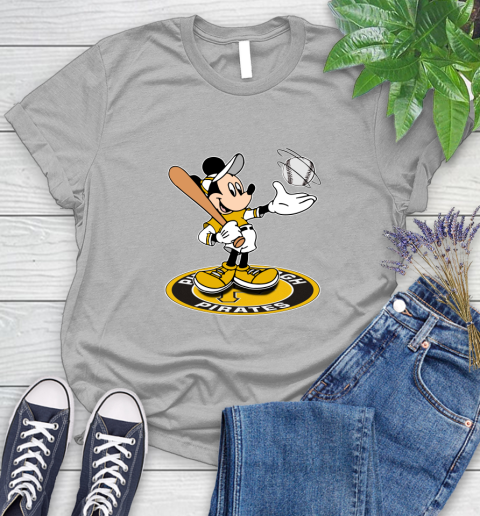 MLB Baseball Pittsburgh Pirates Cheerful Mickey Disney Shirt Women's T-Shirt 5