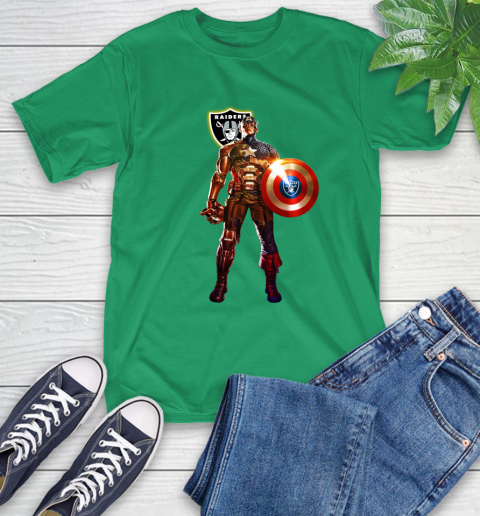 NFL Captain America Marvel Avengers Endgame Football Sports Oakland Raiders T-Shirt 7