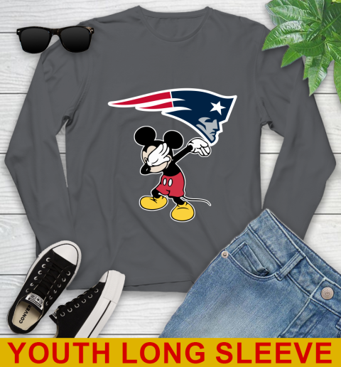 New England Patriots NFL Football Dabbing Mickey Disney Sports Youth Long Sleeve 9