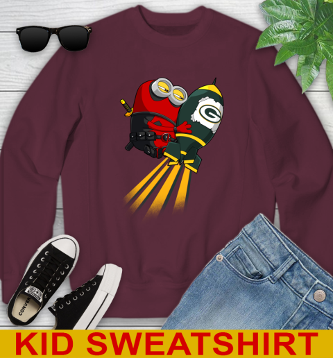 NFL Football Green Bay Packers Deadpool Minion Marvel Shirt Youth Sweatshirt 4