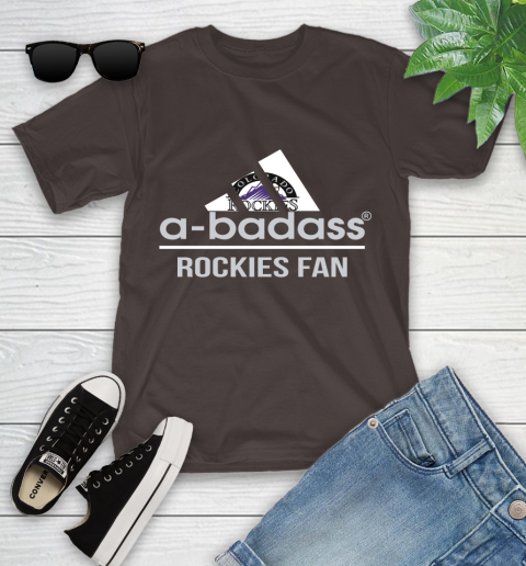 MLB A Badass Colorado Rockies Fan Adidas Baseball Sports Youth T-Shirt 7