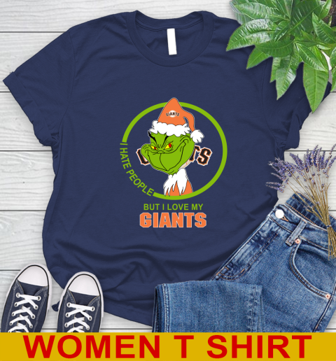 San Francisco Giants MLB Christmas Grinch I Hate People But I Love My Favorite Baseball Team Women's T-Shirt 12