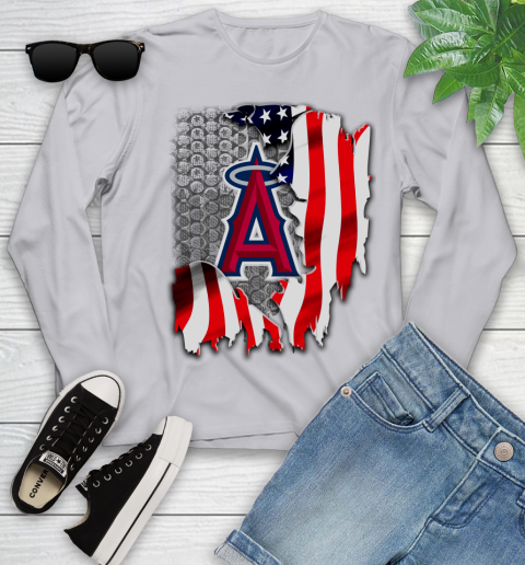 Los Angeles Angels MLB Baseball American Flag Youth Long Sleeve 5