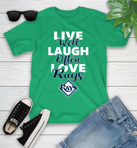 MLB Baseball Tampa Bay Rays Live Well Laugh Often Love Shirt Youth T-Shirt 7