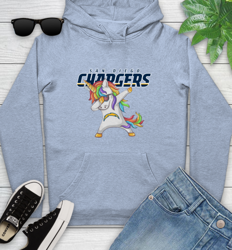Los Angeles Chargers NFL Football Funny Unicorn Dabbing Sports Youth Hoodie 10