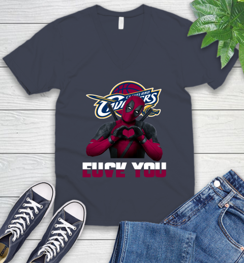 NBA Cleveland Cavaliers Deadpool Love You Fuck You Basketball Sports V-Neck T-Shirt 8