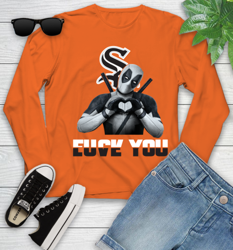 MLB Chicago White Sox Deadpool Love You Fuck You Baseball Sports Youth Long Sleeve 3