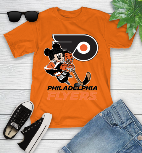 NHL Philadelphia Flyers Mickey Mouse Disney Hockey T Shirt Youth T-Shirt 19