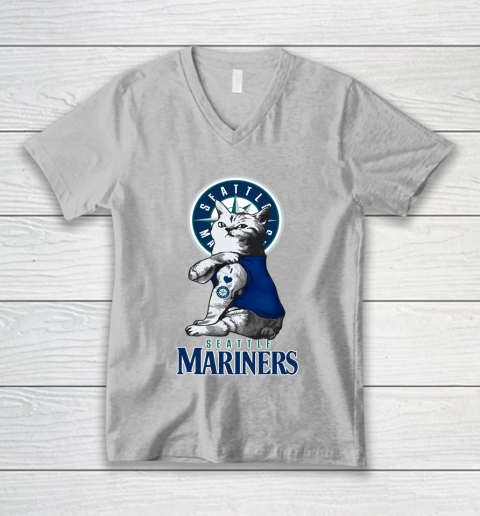 MLB Baseball My Cat Loves Seattle Mariners V-Neck T-Shirt 4 MLB Baseball My Cat Loves Seattle Mariners V-Neck T-Shirt - Image 4