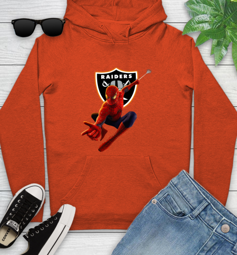 NFL Spider Man Avengers Endgame Football Oakland Raiders Youth Hoodie 5