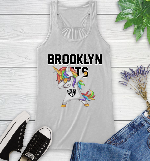 Brooklyn Nets NBA Basketball Funny Unicorn Dabbing Sports Racerback Tank