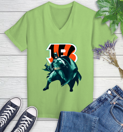 NFL Batman Football Sports Cincinnati Bengals Women's V-Neck T-Shirt 11