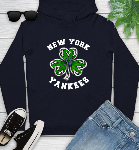 MLB New York Yankees Three Leaf Clover St Patrick's Day Baseball Sports Youth Hoodie 3