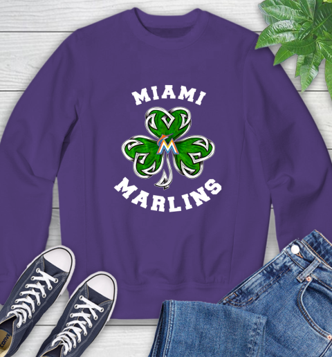 MLB Miami Marlins Three Leaf Clover St Patrick's Day Baseball Sports Sweatshirt 4