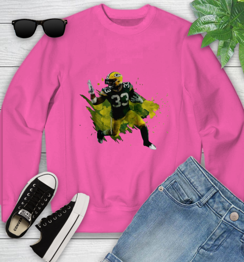 Aaron Jones Running Green Bay Packers Youth Sweatshirt 6