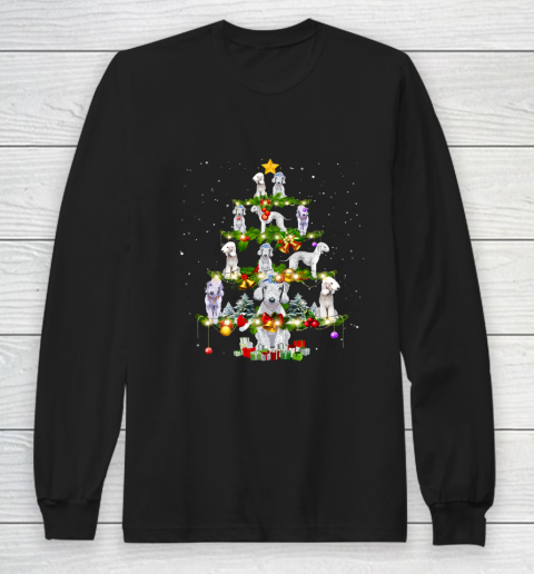 Bedlington Terrier Dog Xmas Tree Lights Ugly Christmas Gift Long Sleeve T-Shirt
