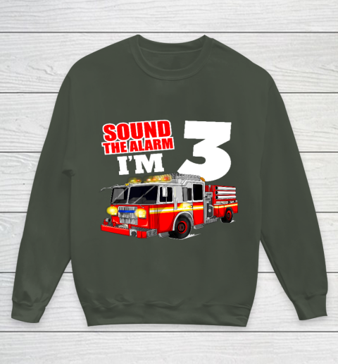 Kids Fire Truck 3rd Birthday T Shirt Boy Firefighter 3 Years Old Youth Sweatshirt 8
