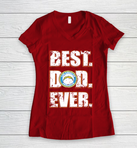NFL Los Angeles Chargers Football Best Dad Ever Family Shirt Women's V-Neck T-Shirt 8