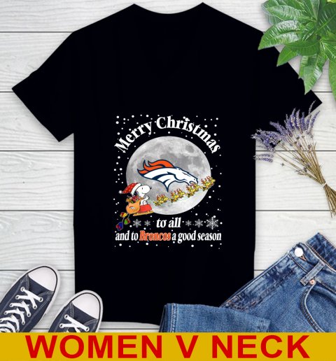 Denver Broncos Merry Christmas To All And To Broncos A Good Season NFL Football Sports Women's V-Neck T-Shirt