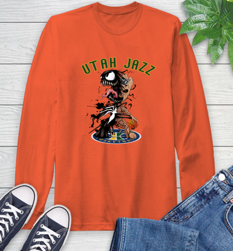 NBA Utah Jazz Basketball Venom Groot Guardians Of The Galaxy Long Sleeve T-Shirt 5